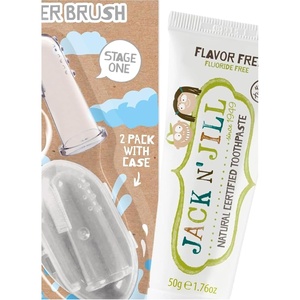 image:imageJack N Jill Baby Silicone Finger Brush Two Brushes Plus Case Pack of 1Finger Brush  Toothpaste